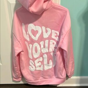 Pink Hoodie with Love Yourself Design